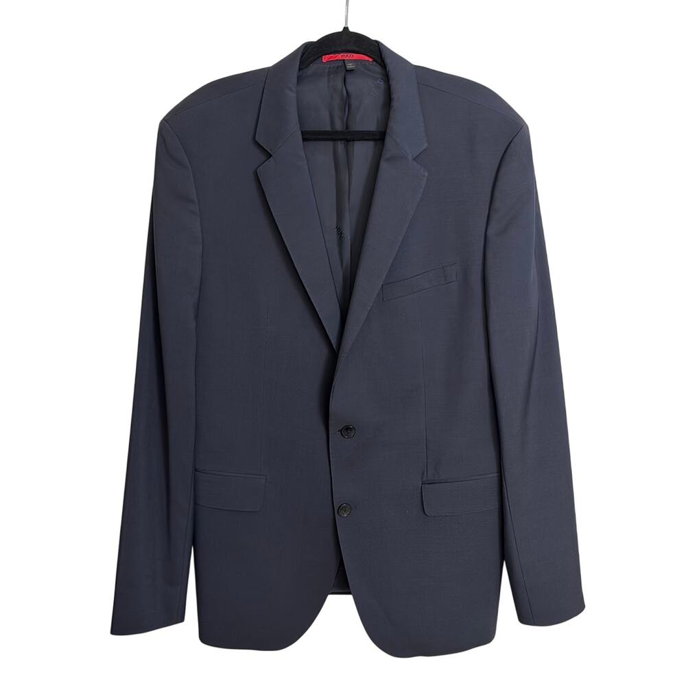 Hugo Boss Sport Coat Mens 46L Navy Blue James1S Two Button Viscose Acetate